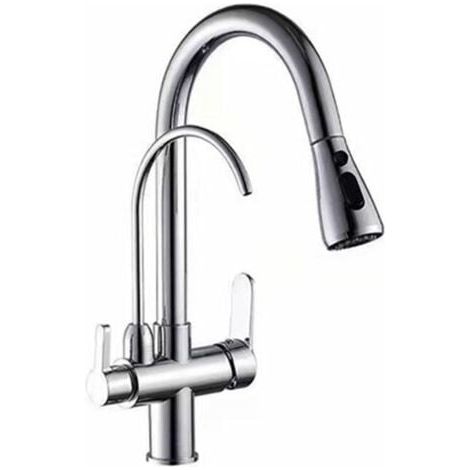 Mitigeur de cuisine,Mélangeur d'évier coulissant en laiton pour eau chaude et froide avec robinet d'eau potable (1/5)