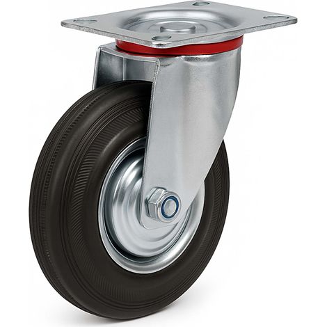 Rueda auxiliar giratoria 100mm Goma maciza Estructura metal Llanta robusta Montaje Bricolaje Muebles