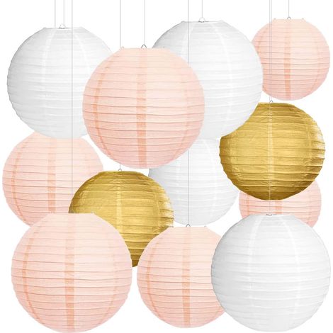 Lampions en Papier Blanc - Lot de Décoration - Structure Métal Robuste - Éclairage Festif Extérieur - Mariage et Jardin - Taille Standard (1/5)