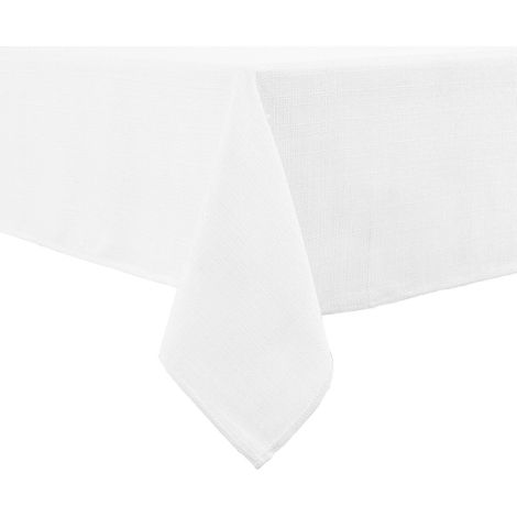 Tischdecke Weiß 140x180 cm wasserabweisend Leinenoptik rechteckig