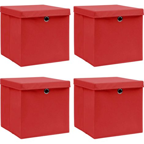 Aufbewahrungsboxen mit Deckeln 4 Stk. Rot 32x32x32 cm Stoff vidaXL