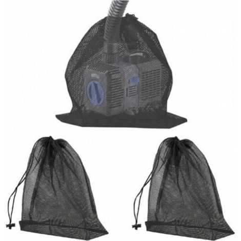 Sac filtrant en filet pour pompe de bassin, sac filtrant avec cordon de serrage, sac de filtration pour pompe à eau, sac barrière externe pour pompe de bassin (45 x 45 cm) FLITI (1/4)