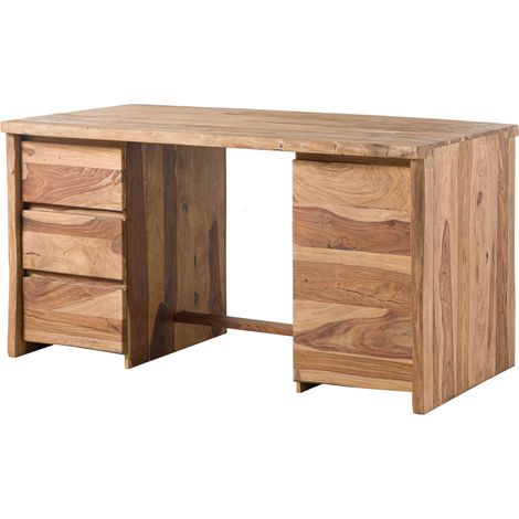 Schreibtisch Sheesham 150x75x78 natur lackiert / sandgestrahlt PURE SHEESHAM 210 (1/3)