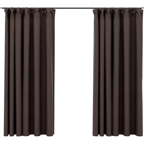 Maison Exclusive - Verdunkelungsvorhänge Haken Leinenoptik 2 Stk.