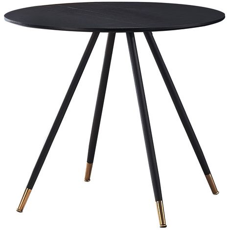 Dorchester Lux Single Dining Table, Solid Metal Legs and Metal Top, Black (1/4)