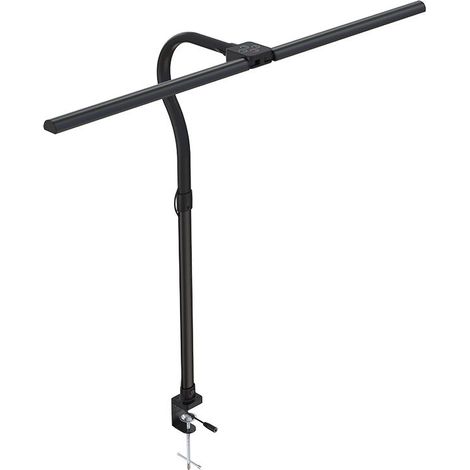 Lampada da scrivania a LED con clip a doppia estremità, regolabile a 360°, 5 livelli di regolazione, protezione per gli occhi, USB, potenza 24 W, materiale PC, nero (1/5)