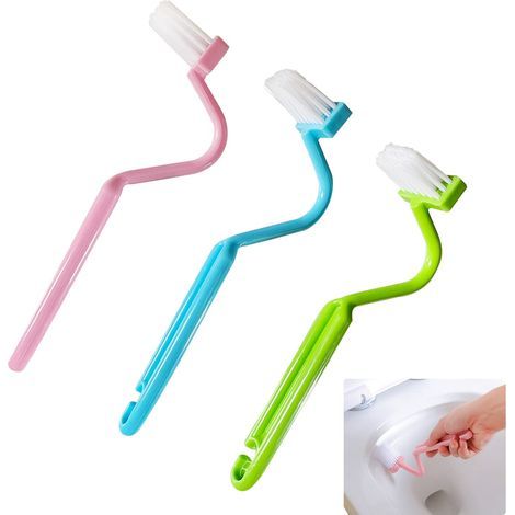 3-teiliges Set gebogener Toilettenbürsten, gebogene Toilettenreinigungsbürste, zur Reinigung von Toilettenecken, gründliche Reinigung (1/5)