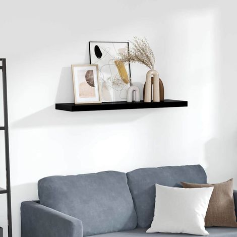 323775 vidaXL Floating Wall Shelf High Gloss Black 90x23,5x3,8 cm MDF (1/5)