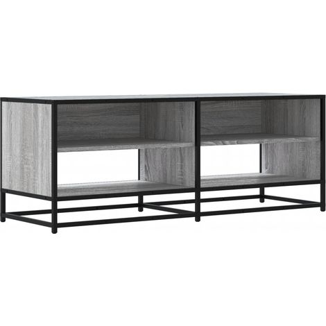 Meuble TV Banc TV Armoire TV sonoma gris 120,5x40x46 cm bois d'ingénierie et métal (1/5)