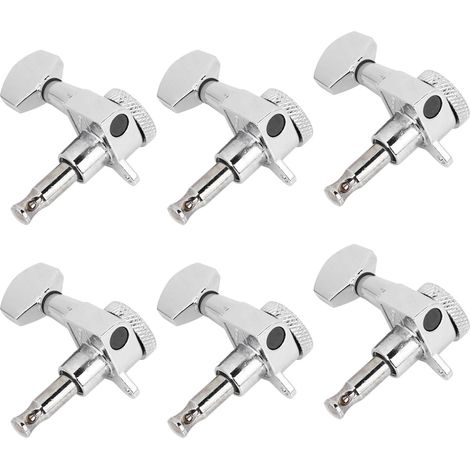 6 Mécaniques 6R pour Guitare Acoustique ou Électrique avec Jeu de Cordes - Accordeur Chromatinque Argenté (1/3)