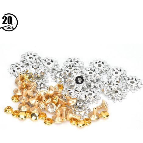 Rivets en plastique en forme de tournesol, accessoires de rivets, bordure argentée et dorée, décoration de coque de téléphone incrustée de diamants, bordure dorée, diamant blanc (1/5)