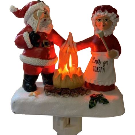 Weihnachtsnachtlicht mit funkelndem Lagerfeuereffekt, aus Kunstharz, Steckernetzteil, Weihnachtsdekoration B (1/5)