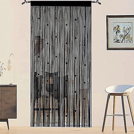 Rideaux de perles (noirs 100 200 cm), rideaux moustiquaires pour portes, fenêtres, séparateurs de pièces, panneaux de porte, rideaux de salon (FMY) (1/5)