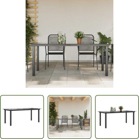 Table de jardin - Table de jardin Noir 190x90x74 cm Aluminium et verre (1/5)