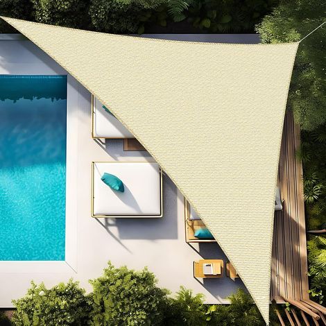 Wasserdichtes dreieckiges Sonnensegel 4x4x4 m, 95 % Schattierung, UV-Schutz für Terrasse, Garten und Balkon – Beige (1/5)