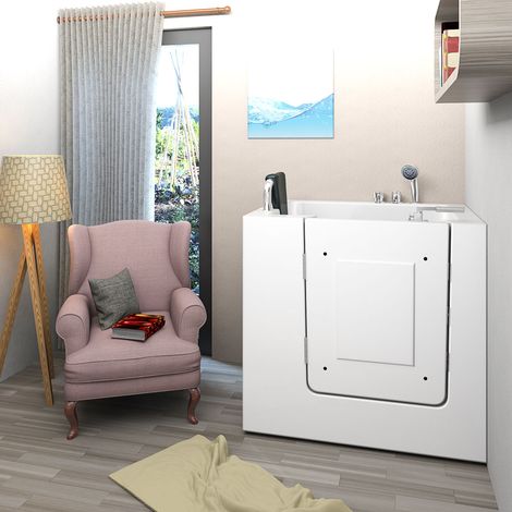 Sitzwanne Whirlpool Badewanne mit Tür S02WP-C 100x78cm (1/5)
