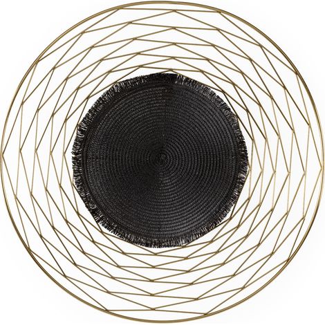 Escultura 71X5X71 Metal Dorado/Cuerda Papel Negro