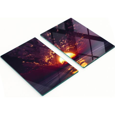 Taglieri decorativi in vetro temperato con motivo tramonto, 2x40x52 cm (1/5)