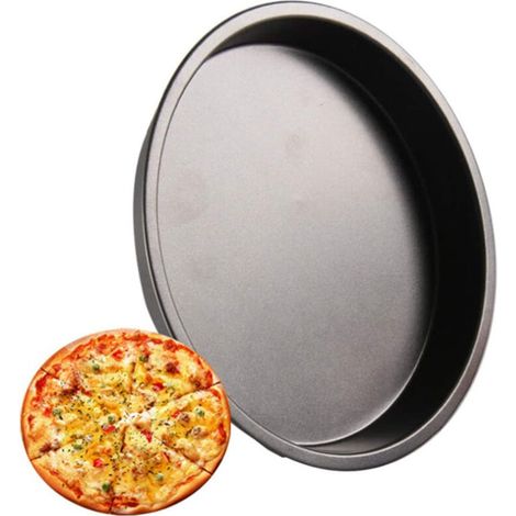 Plaque à Pizza Ronde Antiadhésive de 25 cm - JINFGERNE - Idéale pour Pizzas, Biscuits et Gâteaux, Bords Élevés et Revêtement Uniforme pour une Cuisson Parfaite
