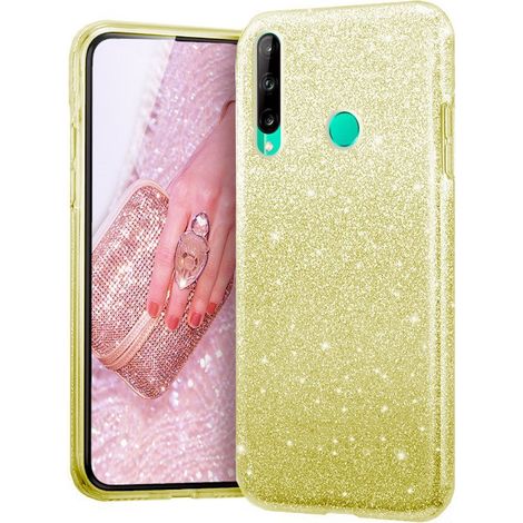 Coque Huawei P40 Lite E, coque à paillettes, or (1/2)
