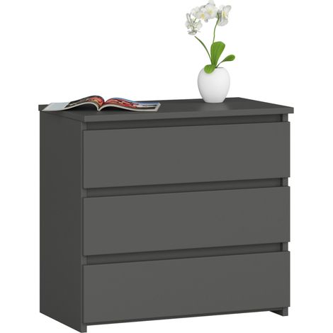 Table de chevet AKORD CL3 Gris Graphite 60 cm 3 tiroirs façade Gris Graphite 60x35x57 cm (1/5)