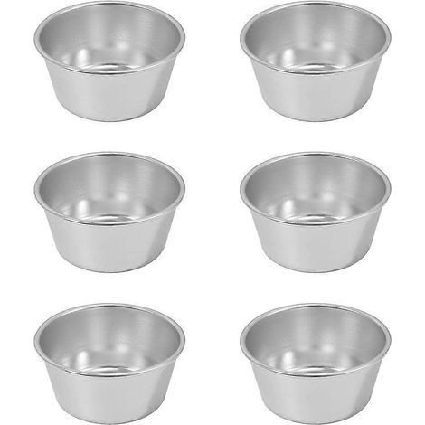 Lot de 6 moules à pudding ronds antiadhésifs résistants à la chaleur (argentés)-6.70X6.70X3.20CM-Silver (1/4)