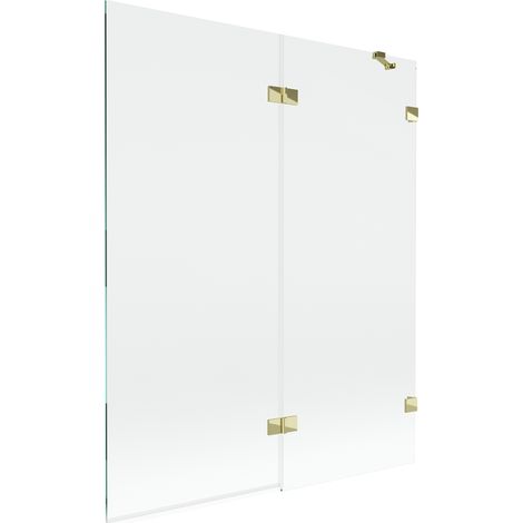 Mexen Lunar paravent de baignoire à 2 volets droit 140 x 150 cm, transparent, doré - 897-140-100-50-00-P (1/5)