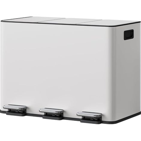 Poubelle tri sélectif 45L 3 compartiments à pédale métal