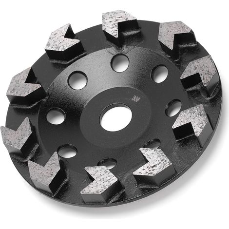 Diamantschleifscheibe, Topf, 10 Zähne, schwarz, 150 mm, Körnung 30, zum Schleifen von Beton, Stein und Zement (1/5)