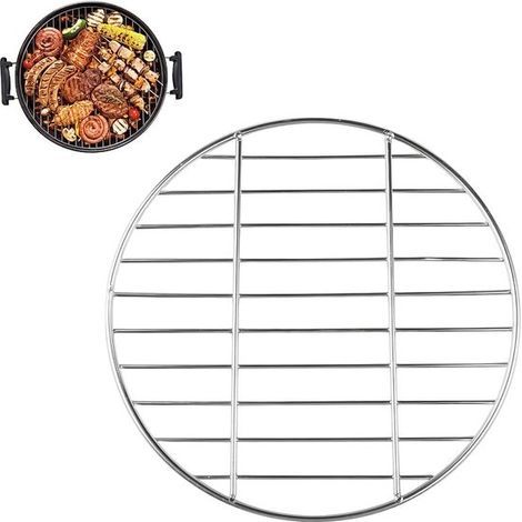 Grille de barbecue ronde en acier inoxydable, 30 cm de diamètre, grille de rechange pour barbecue, idéale pour le camping et les pique-niques, couleur argent. (1/5)