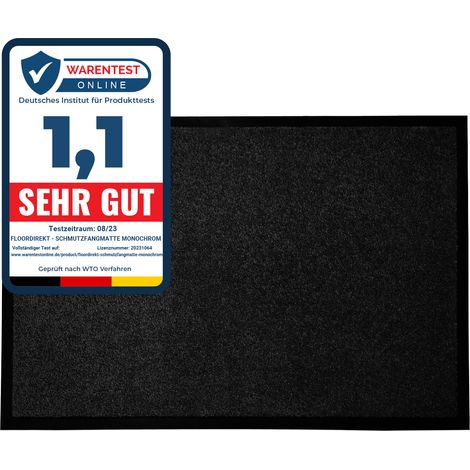 Tapis de Porte Paillasson d'entrée Monochrom Noir 200 x 200 cm