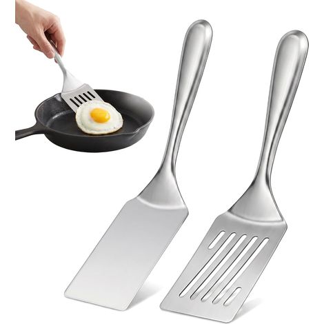 2 Pièces Spatule Cuisine Inox, Spatule Plancha, Spatules Pour Barbecue (1/5)