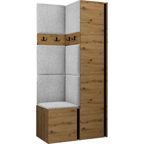 Conjunto para recibidor Pinis XXIV, Abriamo 6, 186x82x46cm, Aglomerado laminado, Tapiz, Colocada, Montada en la pared