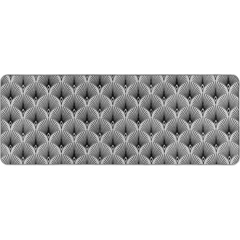 Tapis d'entrée d'intérieur rectangle tissé imprimé éventail "Casella" - noir/gris - 45 x 120 cm - Livraison gratuite (1/3)
