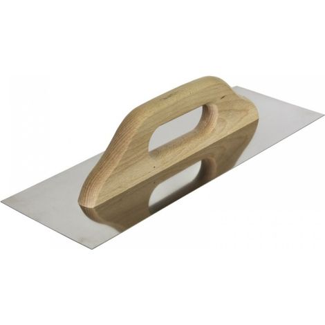 Paletina lisa de acero inoxidable de 380 x 130 mm, mango de madera de haya