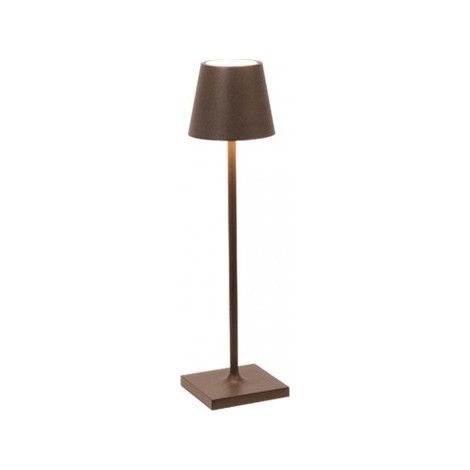 Lampe à poser LED Poldina Pro Micro corten – Rechargeable, dimmable, autonomie 12h – IP54, lumière variable 2200K à 3000K – Ø11x27,5 cm – Zafferano