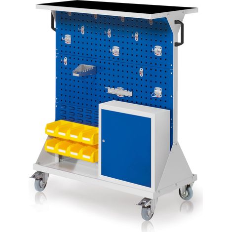Kappes RasterMobil® mobiler Arbeitsplatzschrank Größe 3 1270x1000x500mm 31-teilig mit Auflageboden inkl. Riffelgummimatte und Einhängeschrank enzianblau