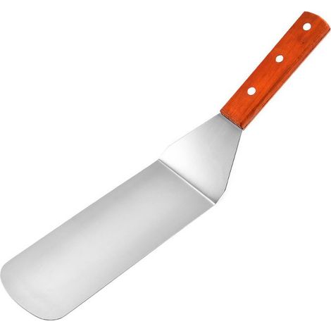 Manche en Bois Spatules pour Barbecue en Acier Inoxydable, Antiadhésif de Spatule à Pizza, Antirouille Spatule pour Barbecue, Cuisine, Extérieur, Cuisine, Long Sans Pelle à Trous (1/5)