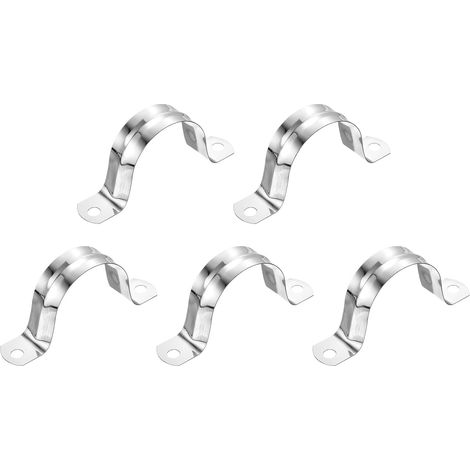 5Pcs Rigid Pipe Ties, 45mm(1.77") Stainless Steel 201 U Bracket 2 Hole Pipe Attachment To Fix Pipe Cable (1/5)