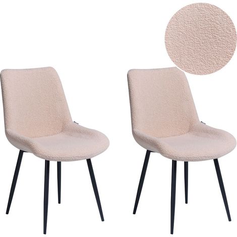 Esszimmerstuhl 2er Set AVILLA Bouclé Beige (1/5)