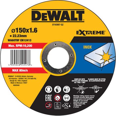 DeWALT Zubehör - Trennscheibe für Edelstahl 150x22,23 mm DT43907