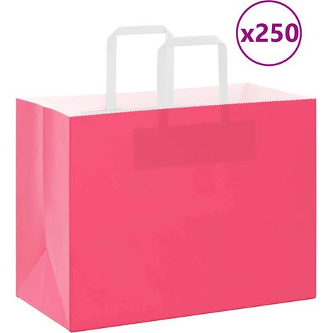 Papiertragetaschen 250 Stk. mit Henkeln Rosa 32x17x25 cm
