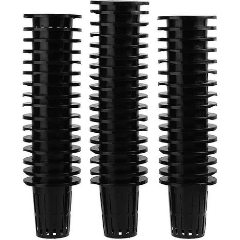 100 paniers de fixation en plastique noir pour culture hydroponique sans terre, avec maille ajourée, pour pots, seaux et paniers. (1/5)