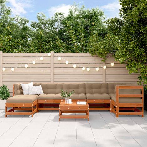 vidaXL Ensemble de salon de jardin 8 pcs Brun cire Bois de pin massif (1/5)