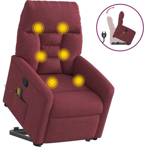 Massagesessel mit Aufstehhilfe Weinrot Stoff