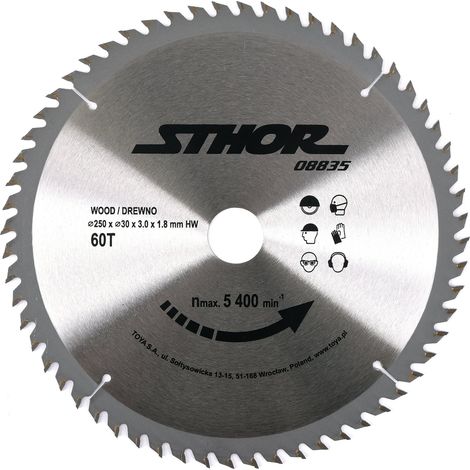 Lame de scie circulaire sthor 08835 carbure tungstène 250 mm