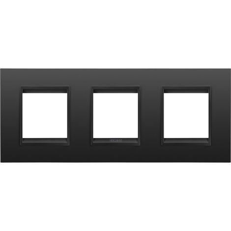 PLAQUE LUX 2+2+2P H MÉTAL NOIR GEWISS GW16226XM