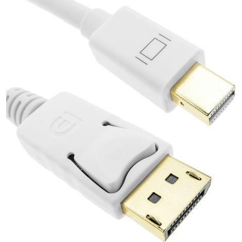BeMatik - Câble Mini Displayport a Displayport 2K 4K 1080p FullHD pour audio et vidéo numérique 2m blanc (1/5)