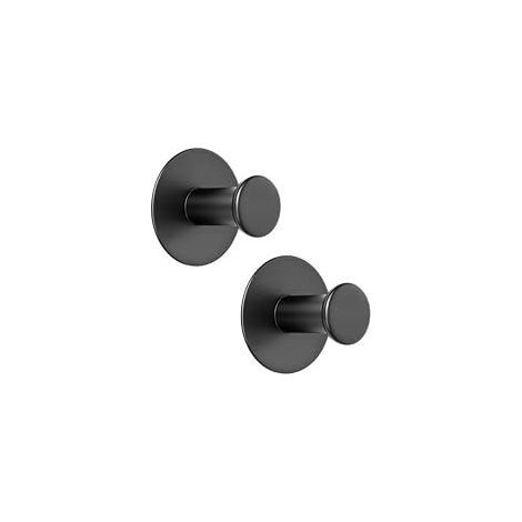 Gancho adhesivo sin taladrar para baño, gancho de pared de acero inoxidable, ganchos para toallas para dormitorio, cocina, pasillo, 2 piezas, negro mate (1/5)