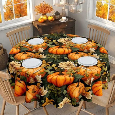Nappe imprimée spéciale récolte d'automne pour Thanksgiving, ambiance festive garantie, imperméable et antitache, thème récolte d'automne, référence 549 (1/3)
